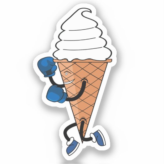 Sticker Drôle Boxe Sports Ice Cream Cone Cartoon (Recto)