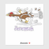 Sticker Drôle brun poulette caricature de poulet (Feuille)