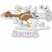 Sticker Drôle brun poulette caricature de poulet (Devant)