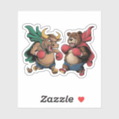 Sticker Drôle Bull et ours (Feuille)