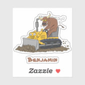 Sticker Drôle bulldozer de conduite de taureaux (Feuille)