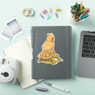 Sticker Drôle Capybara Animal Turtle Cute Capybara