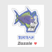 Sticker Drôle caricature de poisson de pêcheur (Feuille)
