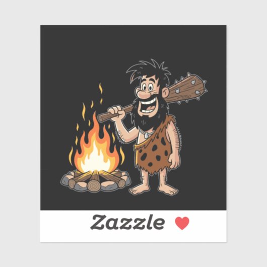 Sticker Drôle Cartoon Caveman par Campfire (Feuille)