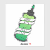 Sticker Drôle Cartoon Coiffeur Vert Bouteille (Feuille)
