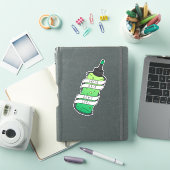 Sticker Drôle Cartoon Coiffeur Vert Bouteille (Couverture iPad)