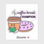 Sticker Drôle Champion de pause café (Feuille)