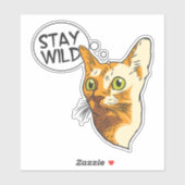 Sticker Drôle Chat Rester Wild Animal Animaux Animaux Kitt (Feuille)