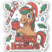 Sticker Drôle Cheval Joyeux Horsemas (Devant)