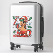 Sticker Drôle Cheval Joyeux Horsemas (Sur valise)