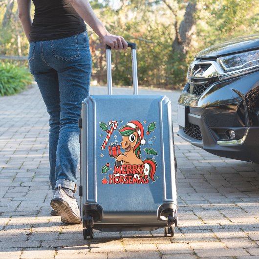 Sticker Drôle Cheval Joyeux Horsemas (Valise Insitu)