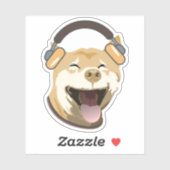 Sticker Drôle chien à écouter de la musique (Feuille)