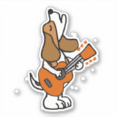 Sticker Drôle chien Beagle chanter et jouer de la guitare (Devant)