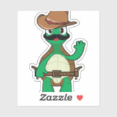 Sticker Drôle cowboy tortue sherrif (Feuille)