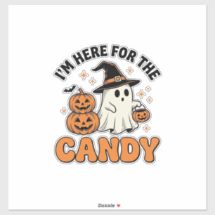 Sticker Drôle de bonbon Halloween Fantôme Citrouille Desig