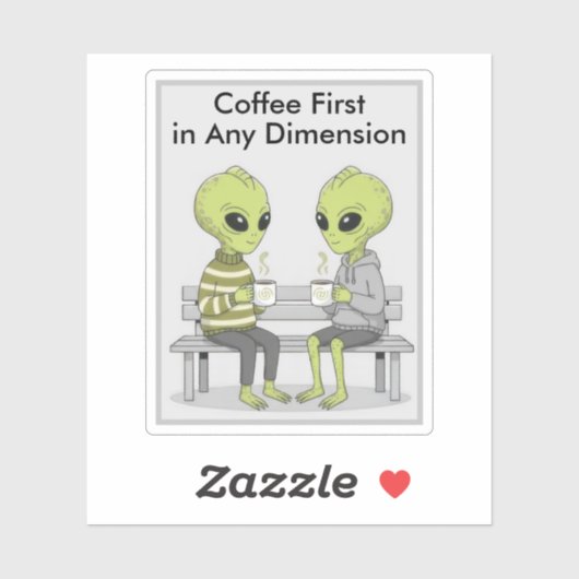 Sticker Drôle de café et d'aliens (Feuille)