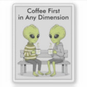 Sticker Drôle de café et d'aliens (Devant)