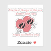 Sticker drôle de coeur rose, heureux jour des valentines (Feuille)