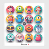 Sticker Drôle de dessin animé (Feuille)