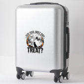 Sticker Drôle de friandise pour chien Halloween Design vec (Sur valise)