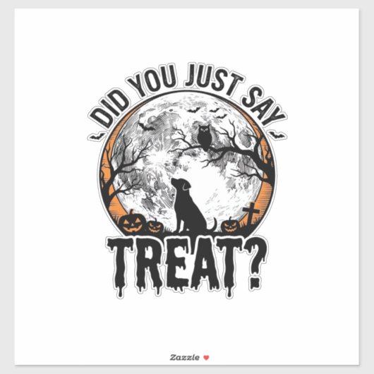 Sticker Drôle de friandise pour chien Halloween Design vec (Feuille)
