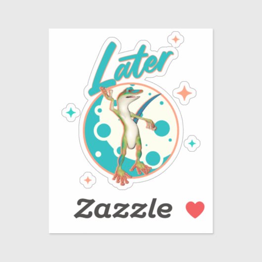 Sticker Drôle de Gecko Plus Tard Humour de Procrastination (Feuille)