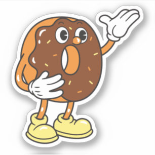 Sticker Drôle de personnage de dessin drôle Donut