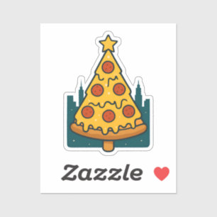 Sticker Drôle de Pizza de New York Arbre de Noël Fête Alim