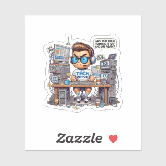 Sticker Drôle de support technique (Feuille)
