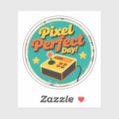 Sticker Drôle Design Rétro Jour Pixel Parfait Vintage (Feuille)