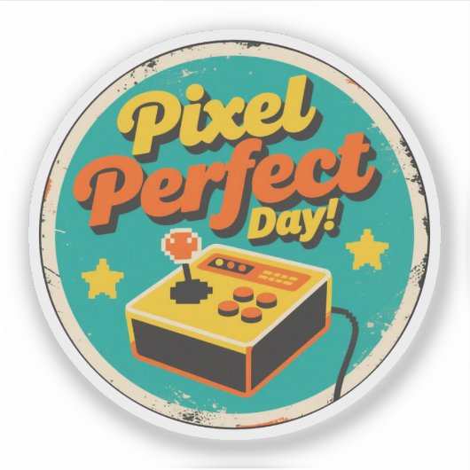 Sticker Drôle Design Rétro Jour Pixel Parfait Vintage (Devant)