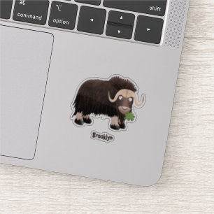 Sticker Drôle dessin animé de boeuf musqué