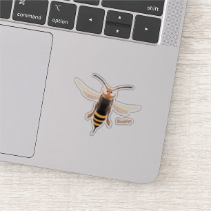 Sticker Drôle dessin animé de guêpe à cornet en colère