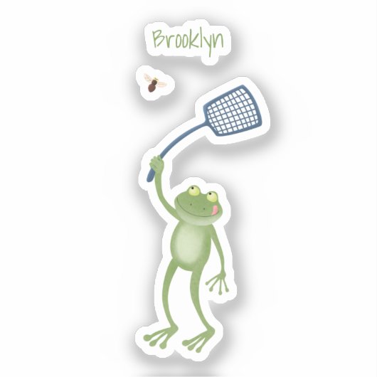 Sticker Drôle dessin animé de la mouche à bec de grenouill (Recto)