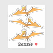 Sticker Drôle dessin animé de pterodactyle orange (Feuille)