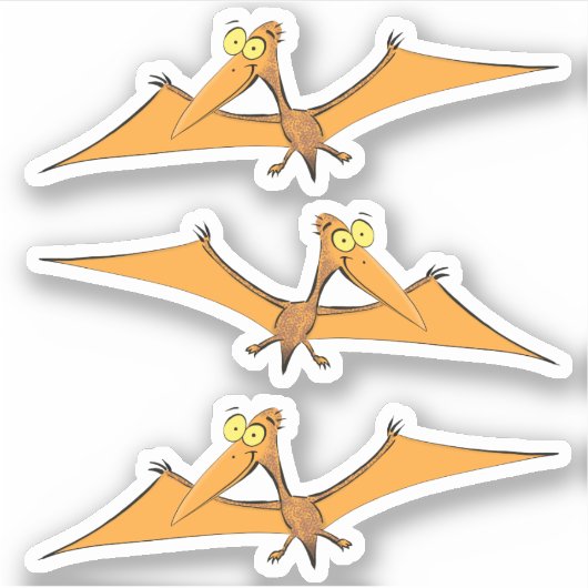 Sticker Drôle dessin animé de pterodactyle orange (Devant)