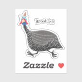 Sticker Drôle dessin animé d'oiseau de Guineafowl (Feuille)