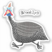 Sticker Drôle dessin animé d'oiseau de Guineafowl (Recto)