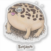Sticker Drôle dessin de grenouille à pluie dans le désert (Devant)