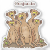Sticker Drôle dessin de la famille meerkat (Devant)