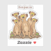 Sticker Drôle dessin de la famille meerkat (Feuille)