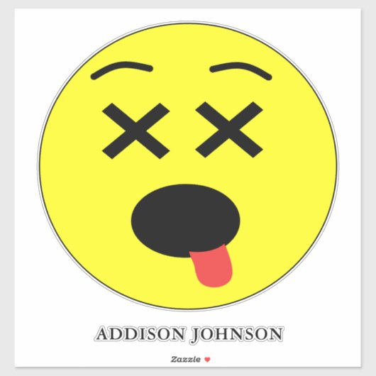 Sticker Drôle Emoticon Malade Emoji Visage Jaune Ajouter N (Feuille)
