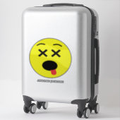 Sticker Drôle Emoticon Malade Emoji Visage Jaune Ajouter N (Sur valise)