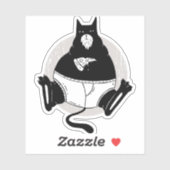 Sticker Drôle Fête des pères grasse papa chat manger Pizza (Feuille)