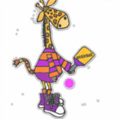 Sticker Drôle Giraffe Jouer Pickleball (Devant)