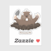 Sticker Drôle gopher de poche creusant dessin dessin de de (Feuille)