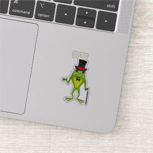 Sticker Drôle grenouille avec chapeau dessus dessin animé
