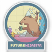 Sticker Drôle Groundhog Futur Megastar Douche Dessin (Devant)