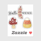 Sticker Drôle Halloween Hotdog maïs et champignons (Feuille)