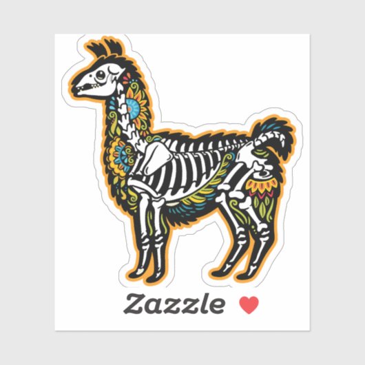 Sticker Drôle Halloween Llama Skeleton Graphisme - (Feuille)